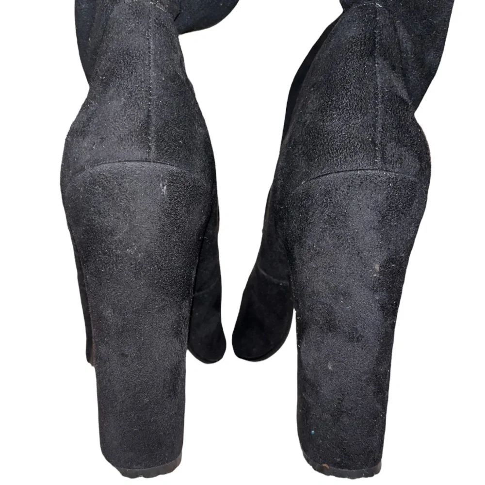 STEVE MADDEN Peep Toe Thigh High Black Pull On Boots Size 7